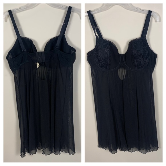 Cacique Other - Cacique Underwired Lined Semi Sheer Babydoll Chemise Slip